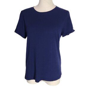 J.Crew Navy Blue Short Sleeve T-Shirt Cotton & Lyocell Blend Womens Size S